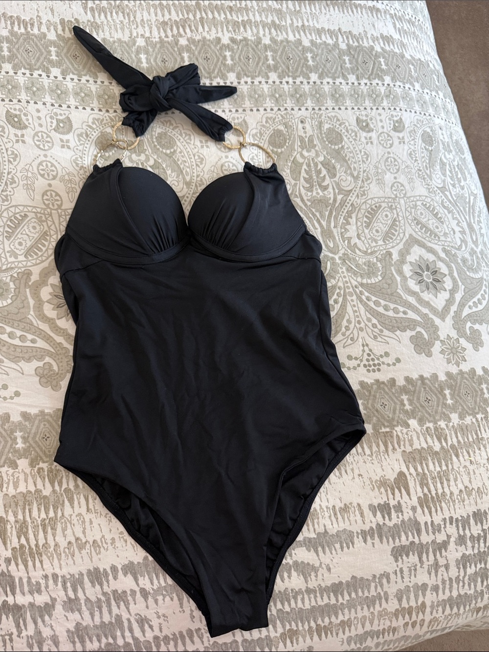 Beach Bunny Black One-Piece Swimsuit with Halter Neck